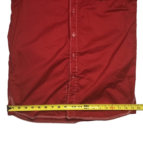 Parish Nation Red Casual Button Down Long Sleeve Shirt Men's Size Medium - Picture 9 of 11